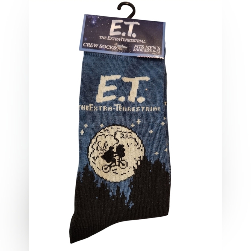 Men's Blue and Black E.T. Crew Socks
